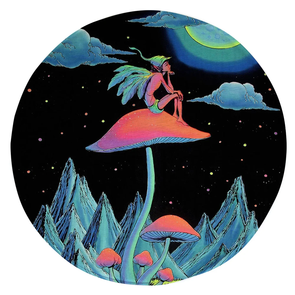 

Модные круглые ковры CLOOCL с рисунком грибов дух в Луне ночи 3D напольный фланелевый коврики ковер для гостиной коврики