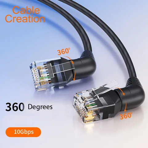 Сетевой кабель CAT6A, изогнутая головка, провод с вращением на 360 градусов, перемычка 10 г, чистая медь, RJ45, полоса Broardband, тонкий ПК, компьютер, Lan Core