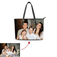 personalized patterns customize your qwn style zipper large capacity shoulder bag female pu leather fashion tote bag