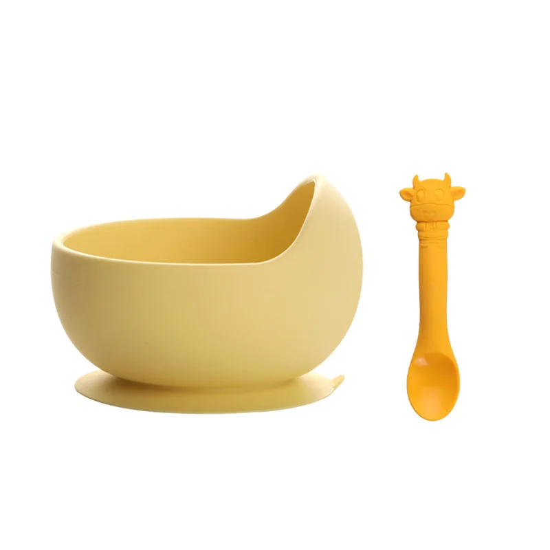 

1Set Food Dinner Plate Silicone Baby Feeding Bowl Kids Feeding Sucker Tray Waterproof Non-Slip Crockery Kid Spoon Tableware Gift