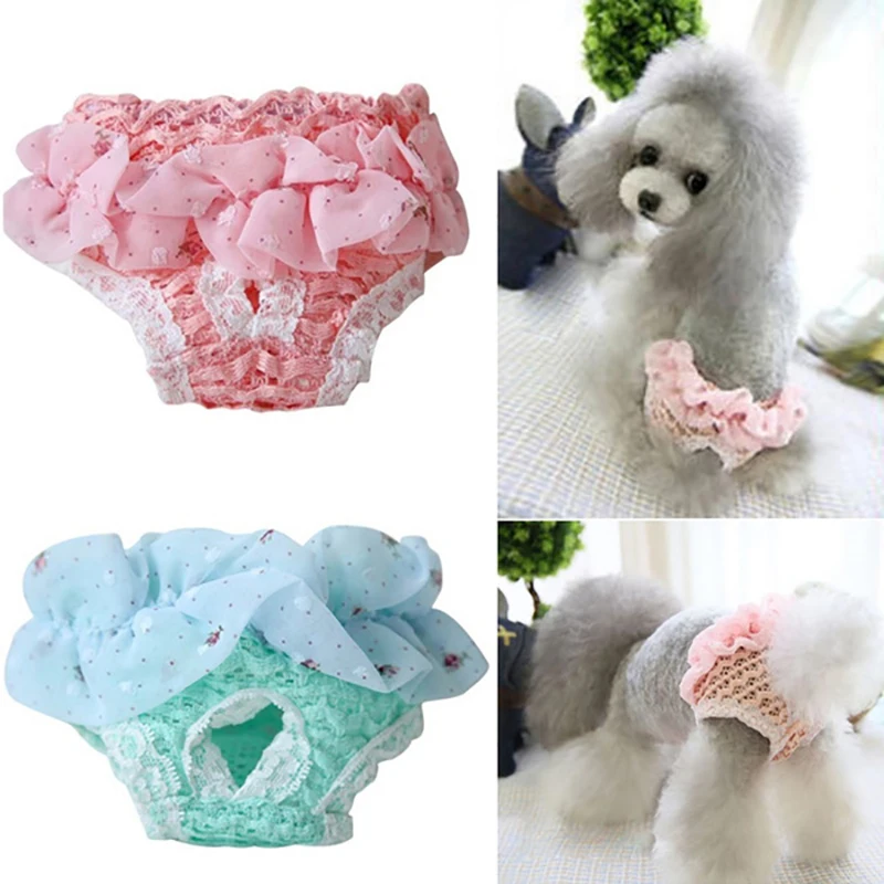 

1PC Pet Dog Diaper Physiological Pants Sanitary Panties Washable Female Dog Panties Shorts Underwear Lace Edge Pet Trousers