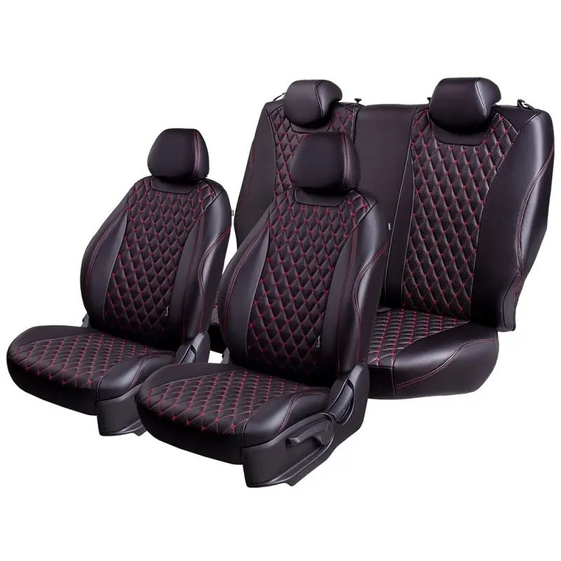Toyota RAV4-4 11.2012-10.2019 XA40 РЗС60/40+подлокот. 3Г Байрон Экокожа Чёрный / Красный | Автомобили