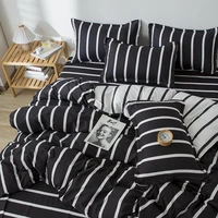 black white stripes pattern 4pcs girl boy kid bed cover set duvet cover adult child bed sheet pillowcases comforter bedding set
