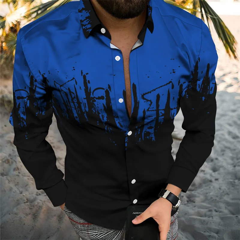 Hot Sale Luxury Punk Style Shirts Men Slim Long Sleeve 3D Printed Shirts Men Social Men Club Prom Shirts Streetwear