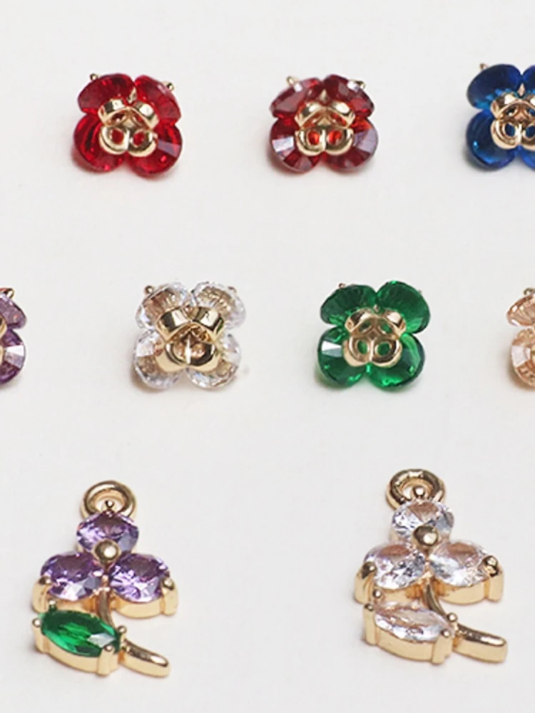 Ретро Sle медь инкрустированный цирконом мини-цветок универсальный кулон DIY