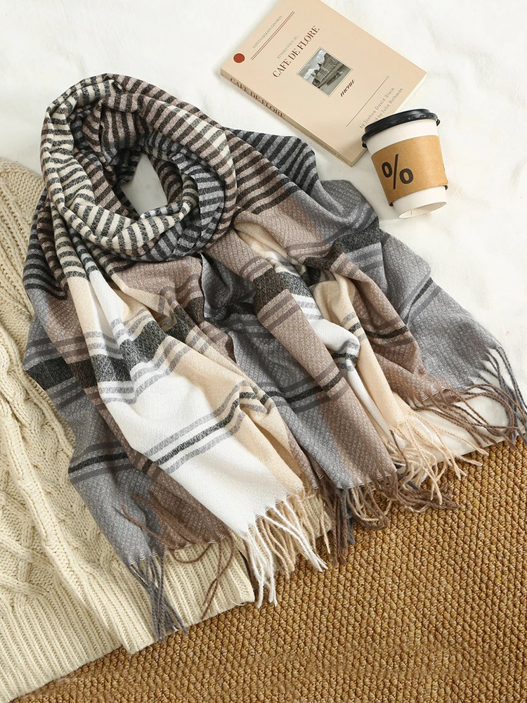 Новинка вязаный Ретро шарф с бахромой головной платок зимний женский и мужской в