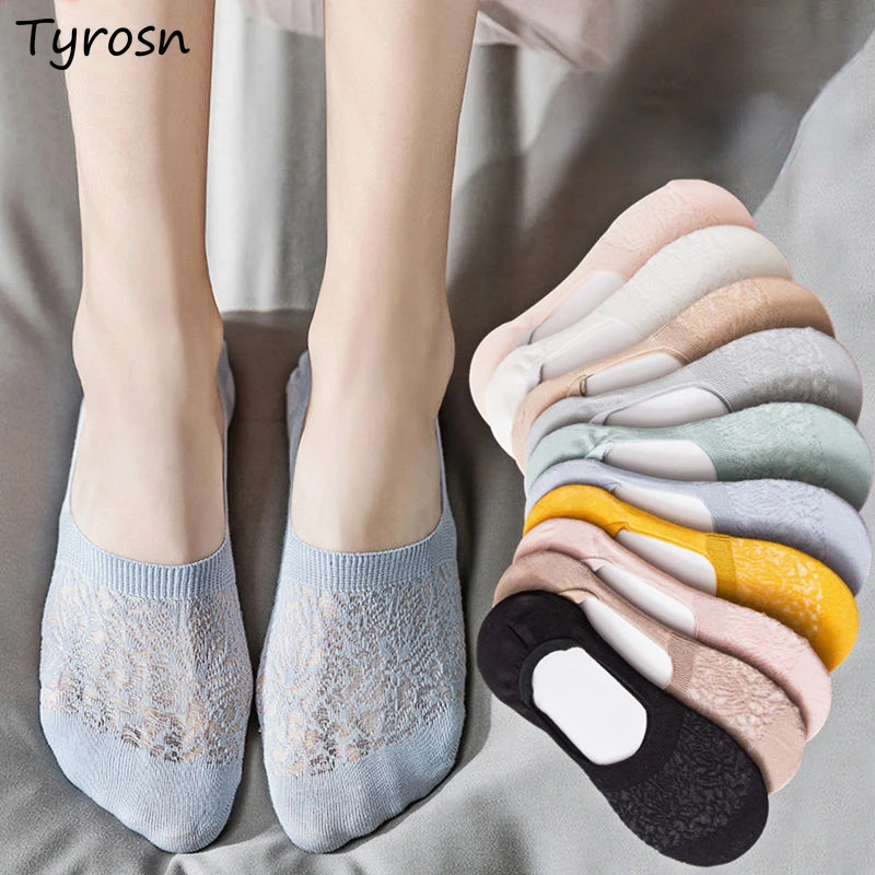 

Invisible Sock Slippers Women Non-slip Summer Breathable Floral-Hollow Hot Sale Simple Solid Korean Fashion OL носки женские New