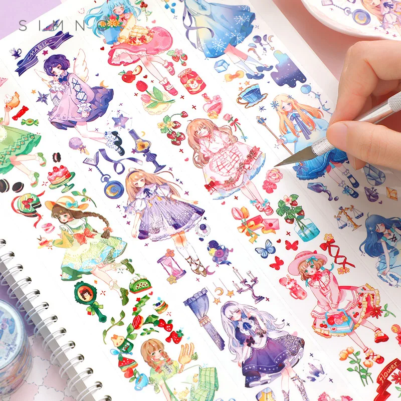 

Cartoon Cute Lolita Adhesives Tape PET Lovely Vigorous Girl Decoration Washi Tape DIY Planner Diary Scrapbooking Masking Tape