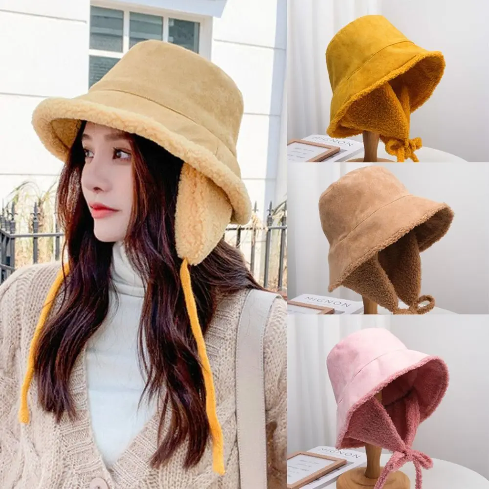 

Autumn Winter Warm Windproof Cycling Fisherman Cap Earmuff Cap Bucket Hat Plush