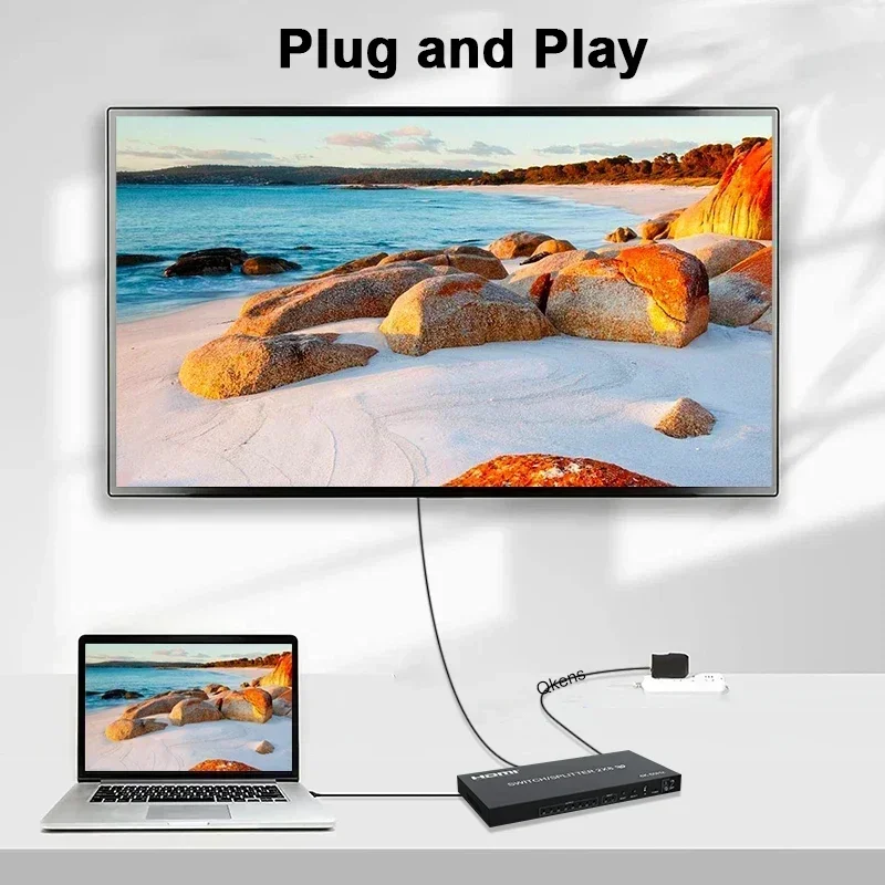 Фото HDMI-коммутатор-сплиттер 4K 30 Гц 2x8, 4K 60 Гц 3D, 2 входа 8 выходов, видеоразветвитель-конвертер, 8-канальный для совместного использования ТВ, мониторов, проекторов, дисплеев №4