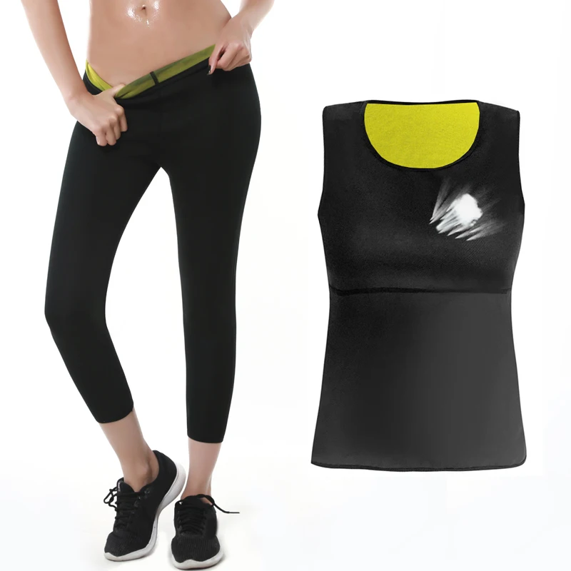 

Neoprene Women Sweat Sauna Pants Body Shaper Breathable Slimming Shirt Waist Trainer Shapewear Sweat Leggings Fitness ​Suit Sets