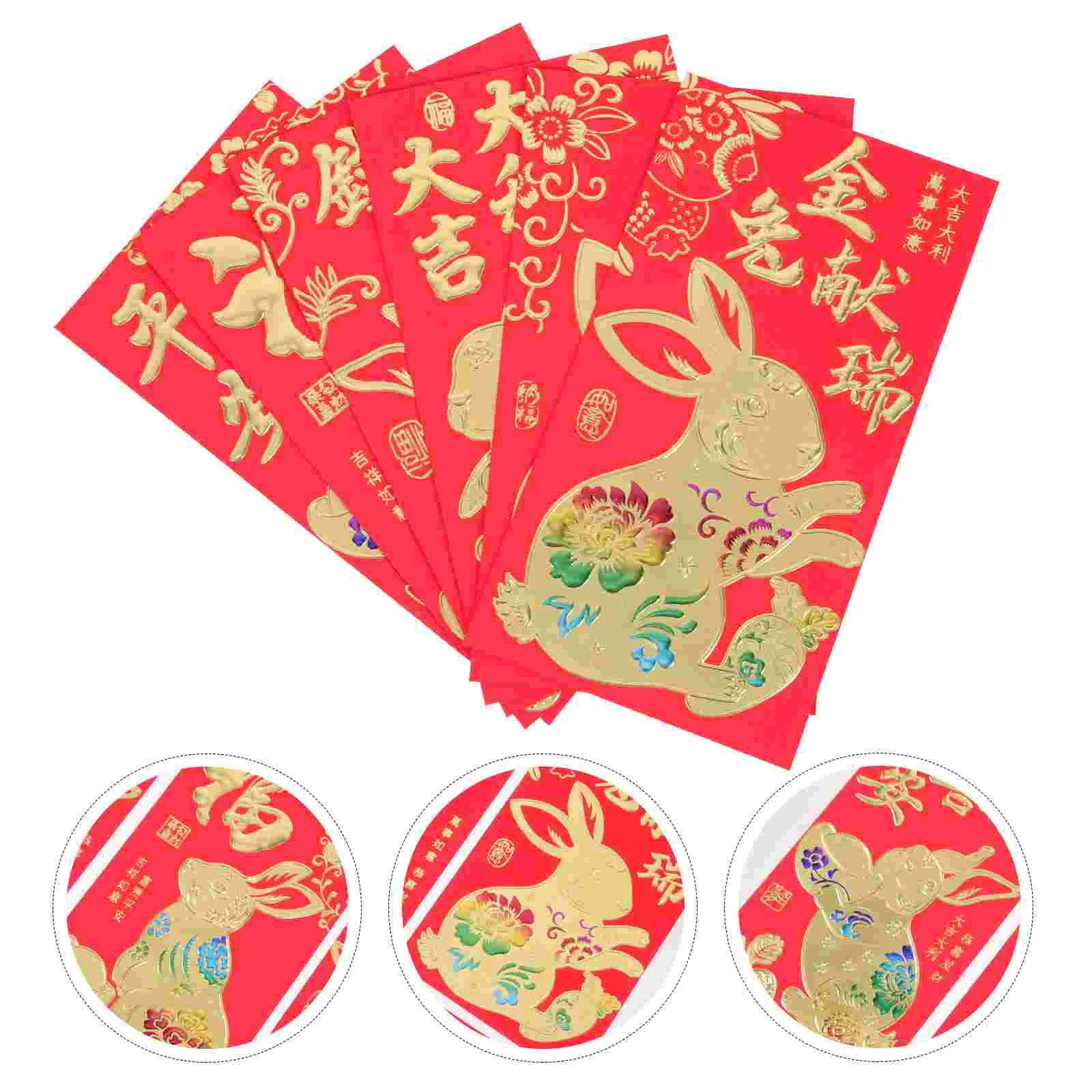 

Red Year Envelopes Money New Rabbit Packet Envelope Chinese Festival Packets Spring Pocket Zodiac Cash Paper Wedding Gift Lunar
