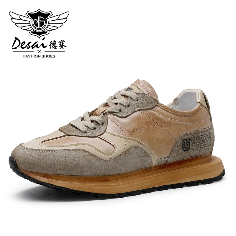 

DESAI Genuine Leather Men Shoes Casual Sneaker For Men Running Breathable Light 2022 Fashion Designer New Arrival