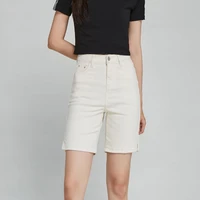street fashion slim cowgirl shorts white side split high waist straight jean short women stylish new high elastic denim shorts