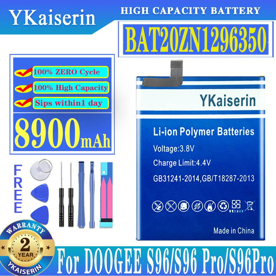 

YKaiserin BAT20ZN1296350 8900mAh Replacement Battery for DOOGEE S96/S96 Pro/S96Pro High Capacity Batteria + Track NO