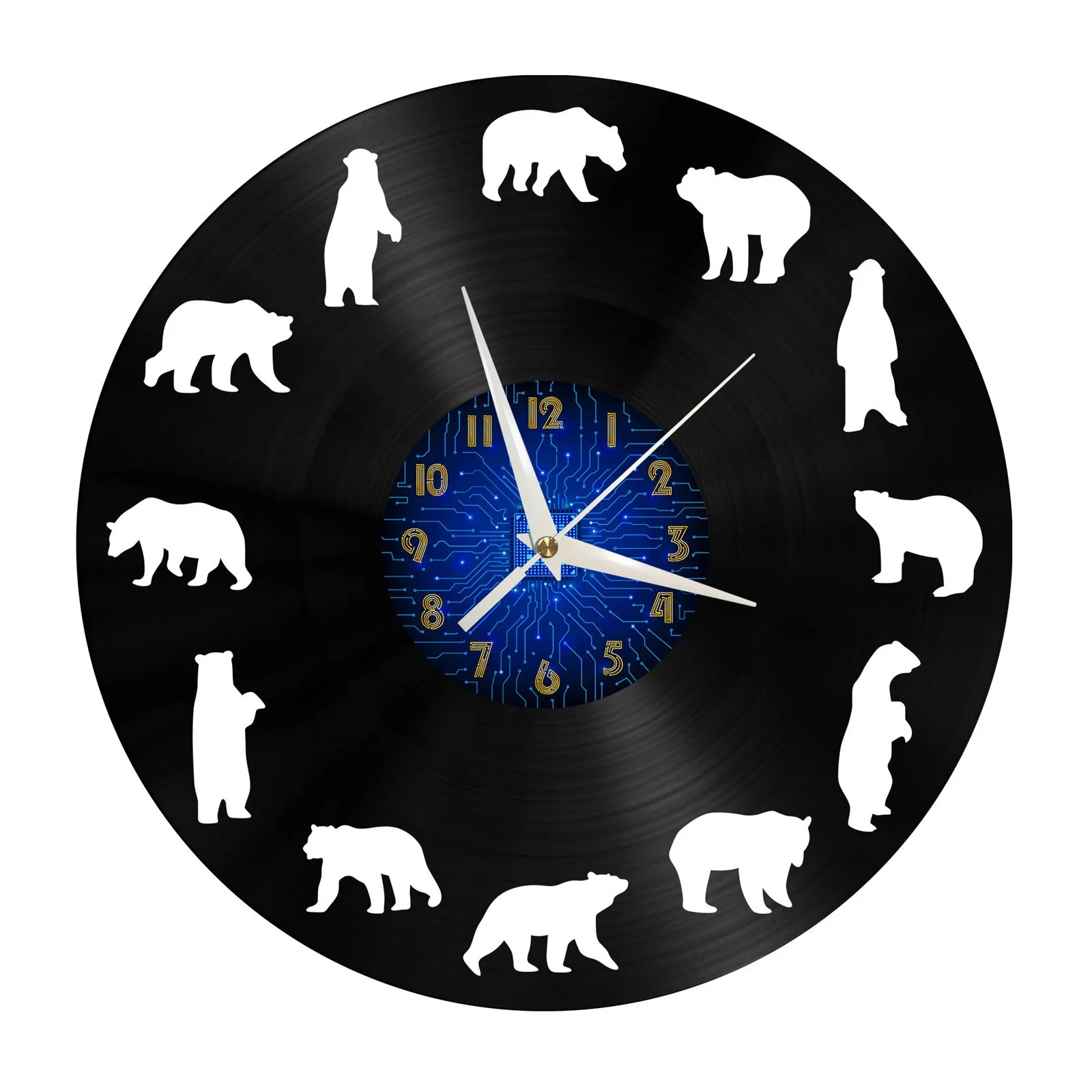

Bear gesture Vinyl Record Wall Clock for Kitchen Wall Decor Wall Art