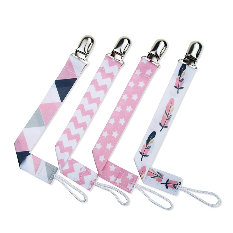 

1 Pack Baby Pacifier Clip Chain Ribbon Holder Pacifier 4 Pcs Soother Clips Leash Belt Nipple Holder For Infant Feeding