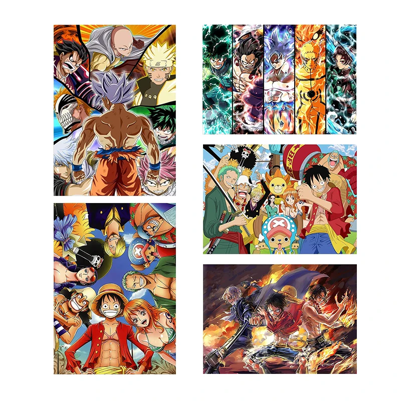 

5D DIY Diamond Painting Kit Japanese Anime One Piece Naruto Mosaic for Living Study Home Children Room Bedroom Wall Decoration