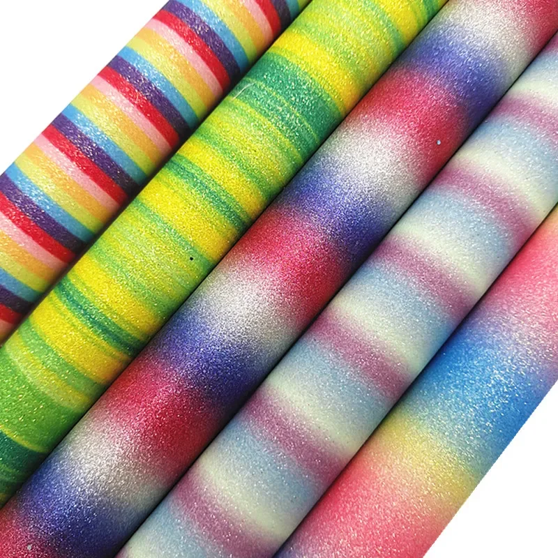 Радужная тонкая блестящая кожа искусственная ткань винил с трикотажной