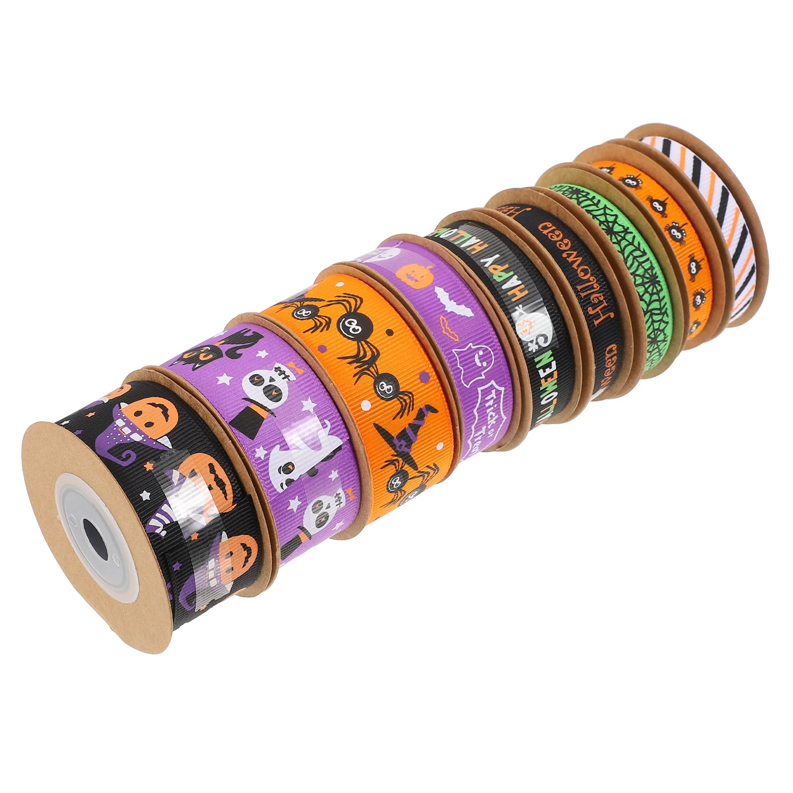 

9 Rolls Halloween Wreath Packing Ribbon Supplies DIY Crafts Gift Wrapping Ribbons Wired Polyester Party Elements
