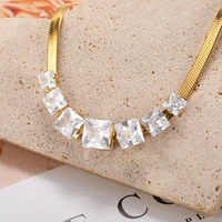 fashion embedded zircon snake chain choker sexy flat snake necklaces for women new stainless steel upscale blade chain jewelry