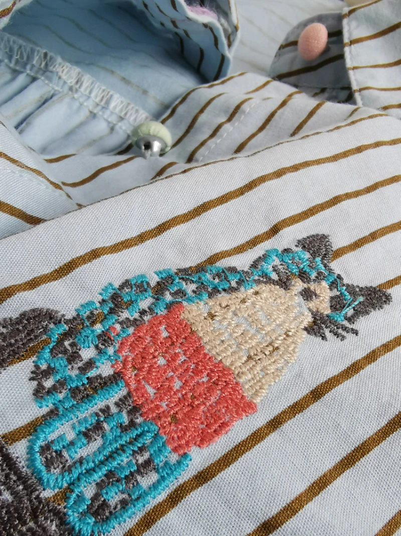 Bomon 2024 весна и осень новая вышитая Корейская версия вертикальные полосы с длинным