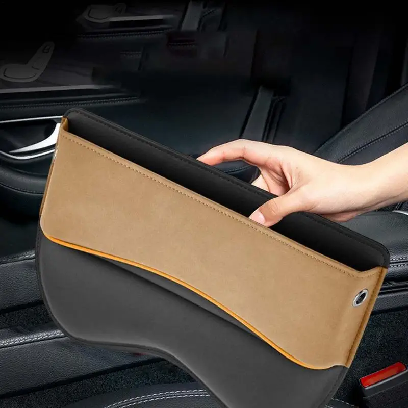 

Multifunctional Seat Gap Storage Box Fur Plus Leather Material Gap Filler Pockets Add Extra Space Vehicle Interior Cell Phone