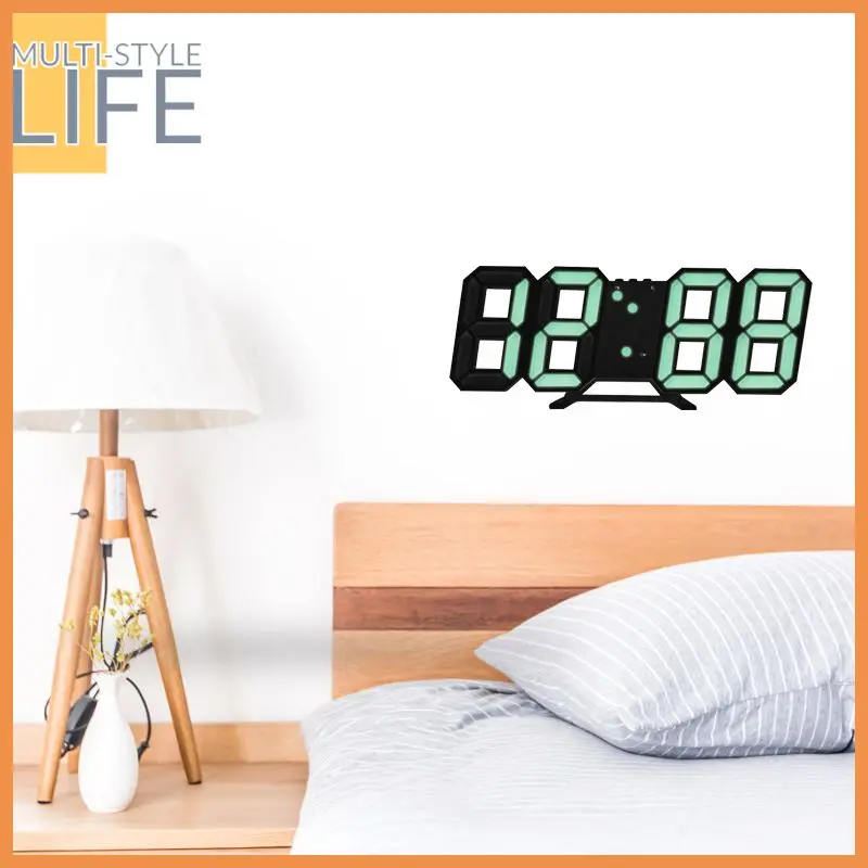 

3D LED Digital Clock Snooze Bedroom Desk Alarm Clocks Hanging Wall Clock Calendar Thermometer Home Decor Gift USB Charge