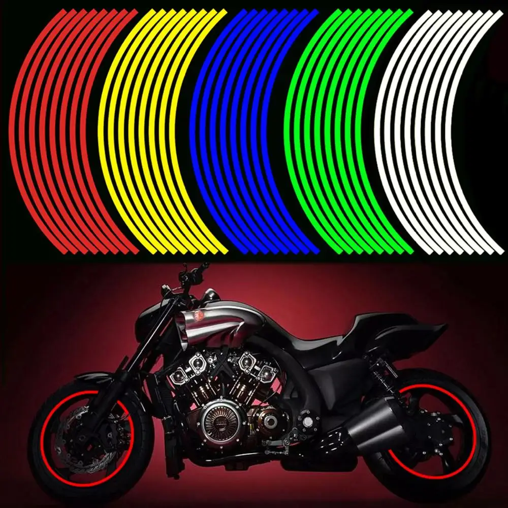 

1 Set PVC Motorcycle Car 18-inch Wheel Rim Stickers Modified Wheel Stickers Tire Reflective Sticker Decals