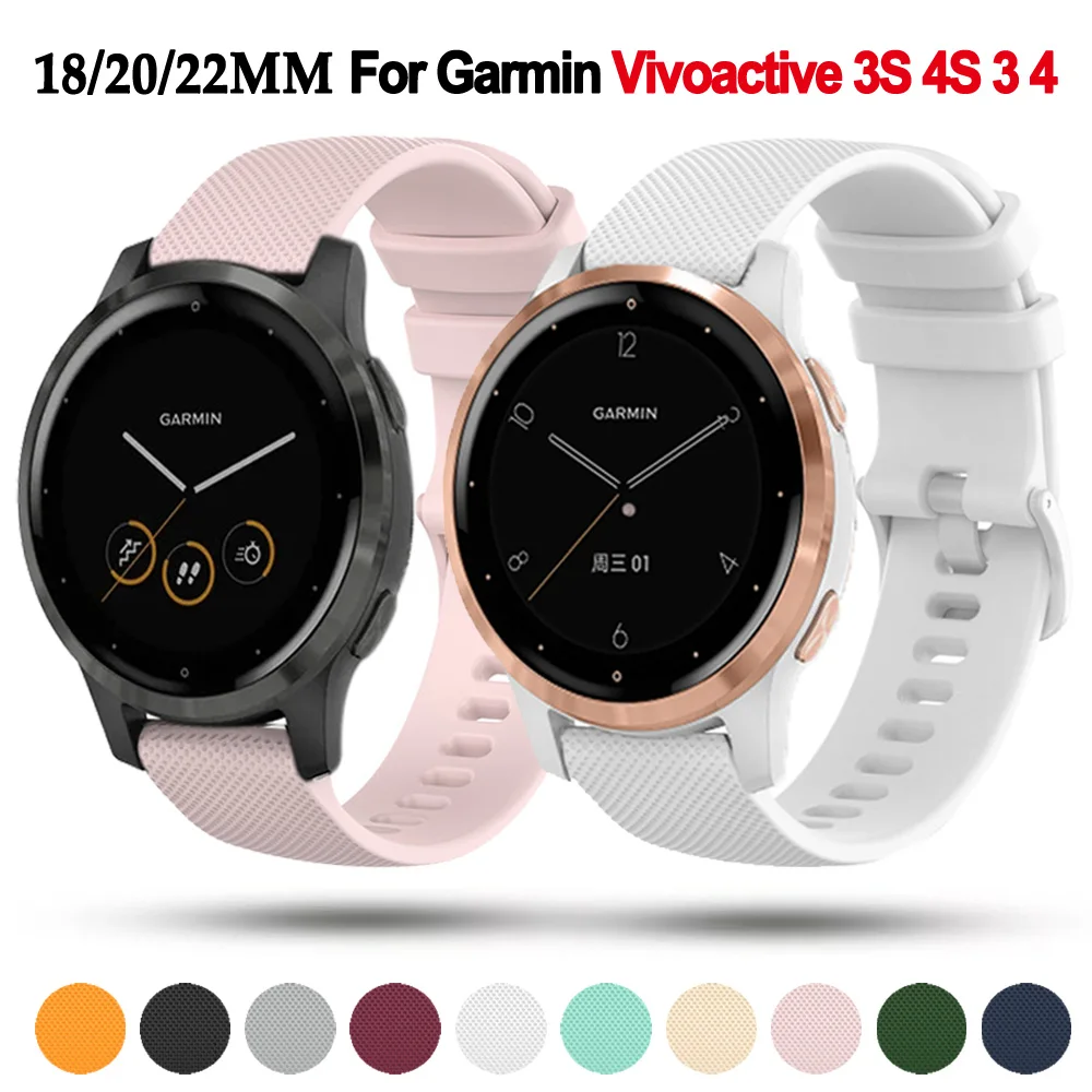 

18mm 20mm 22mm Strap For Garmin Vivoactive 4S 3S 4 3 Venu 2S 2 Plus Original Watch Band Forerunner 245 645 255 Silicone Bracelet