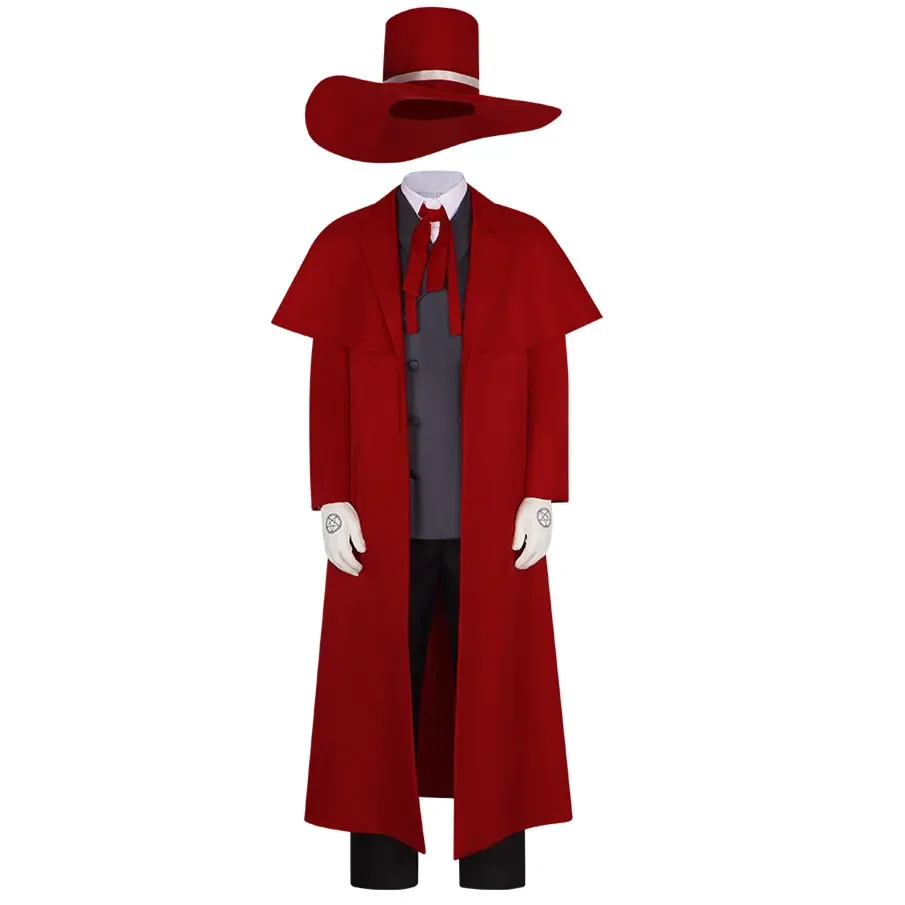Костюм для косплея Alucard мужская рубашка штаны пальто шапка костюмы униформа