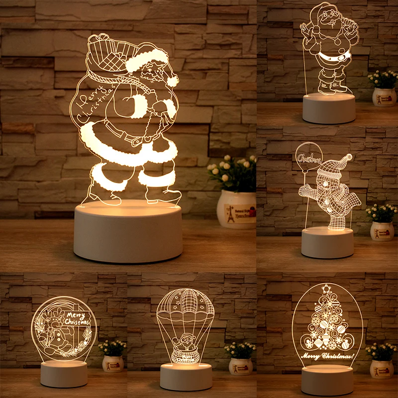 

Christmas Lights 3D Acrylic Santa Claus Night Light Christmas Decorations for Home 2022 Led Strip Lights Chrsitmas Room Decor