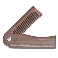 mens pocket comb folding wooden beard comb with leather case sandalwood hair combs set for men perfect for use with beard balm
