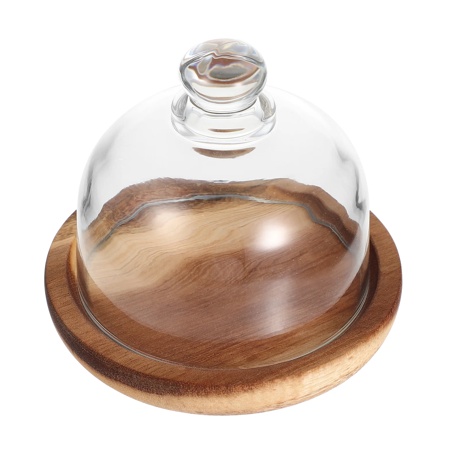 

Cake Stand Dome Cover Plate Dessert Display Tray Lid Serving Cloche Holder Wooden Round Stands Dish Platter Butter Clear Table