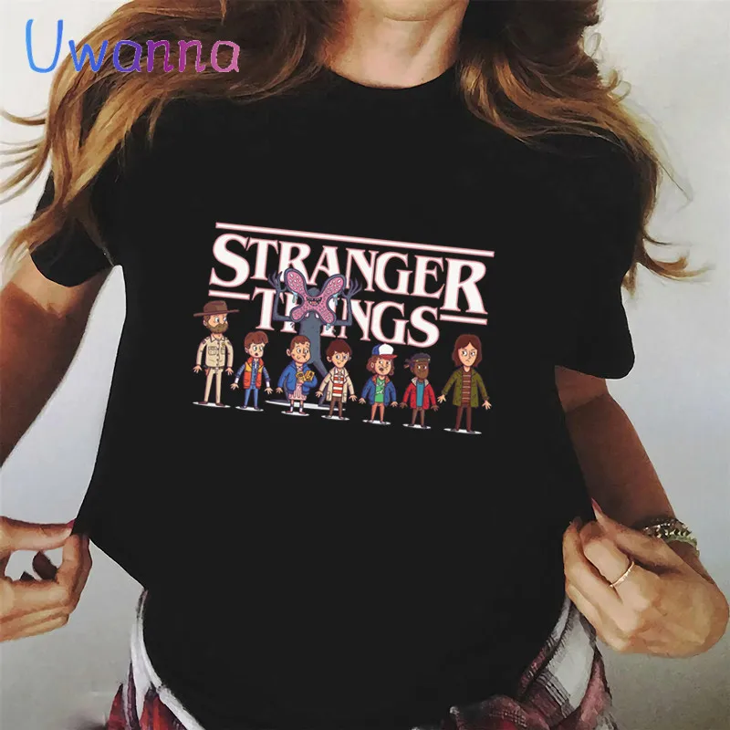 

Stranger Things T Shirt Women Print Cartoon Tshirt Eleven Female Graphic grunge T-shirt femme Black tee Shirts funny clothing