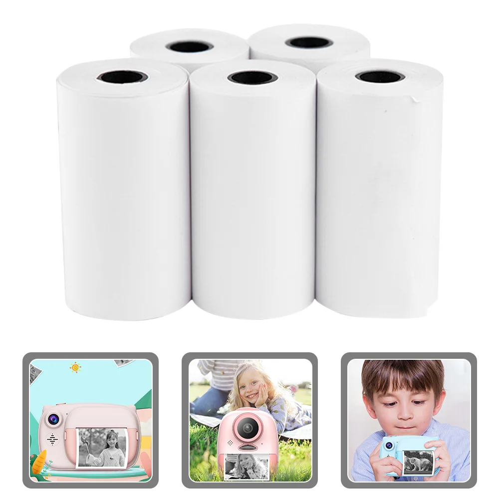 

5 Rolls Photo Printers Camera Thermal Paper Refill Kid Instant Label Receipt 5.7X2.5CM White Heat Sensitive Printing Child