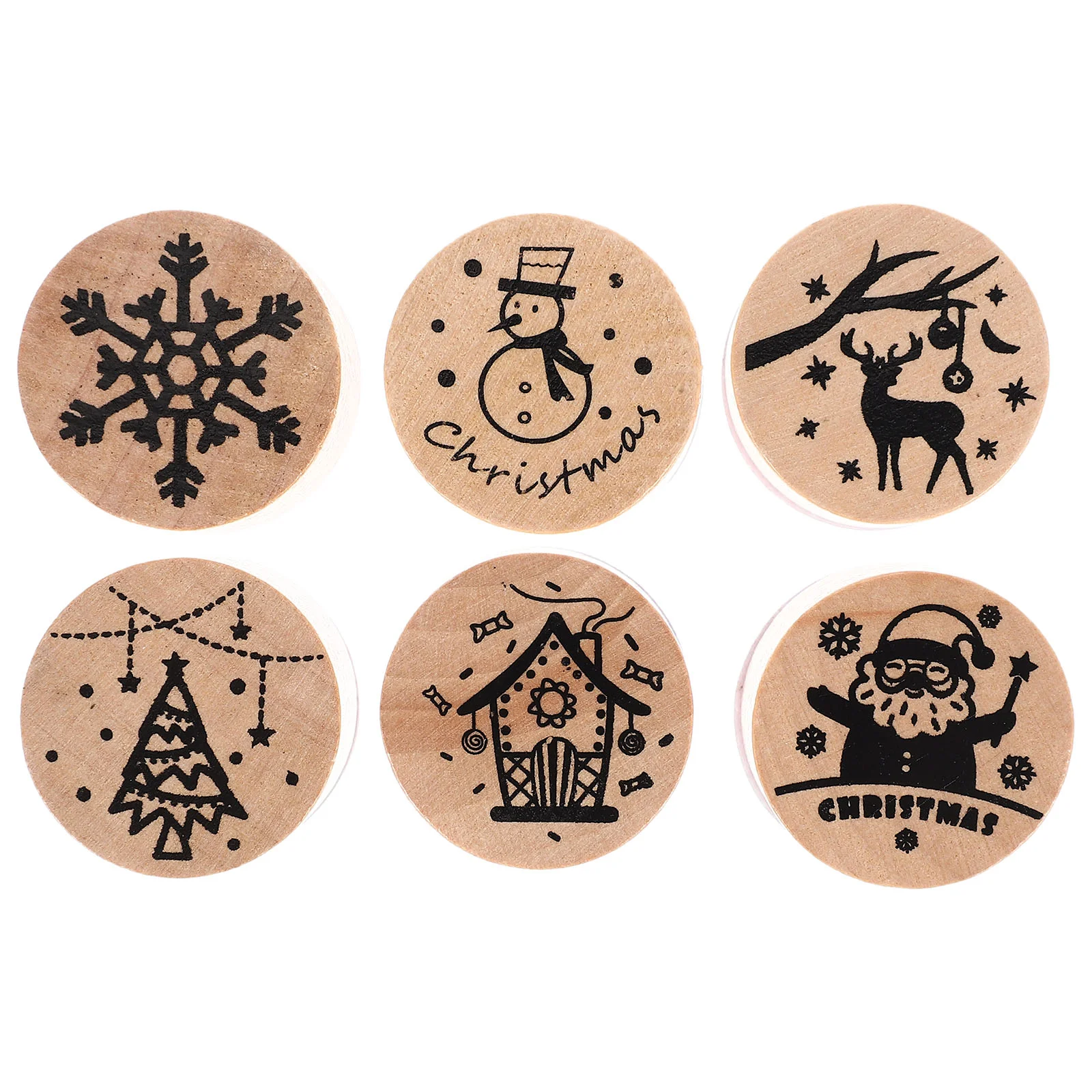 

Christmas Stamp Stamps Stamper Rubber Stamperswooden Toys Seal Set Gift Diy Kids Decorative Ink Children Wood Scrapbook Toy