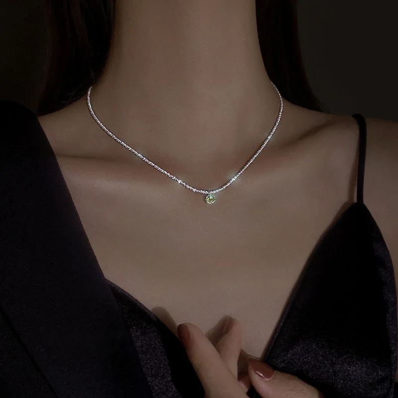 

Simple INS Sparkling Clavicle Chain Choker Necklace Collar For Women Fine Jewelry Bracelet Wedding Party Birthday Gift