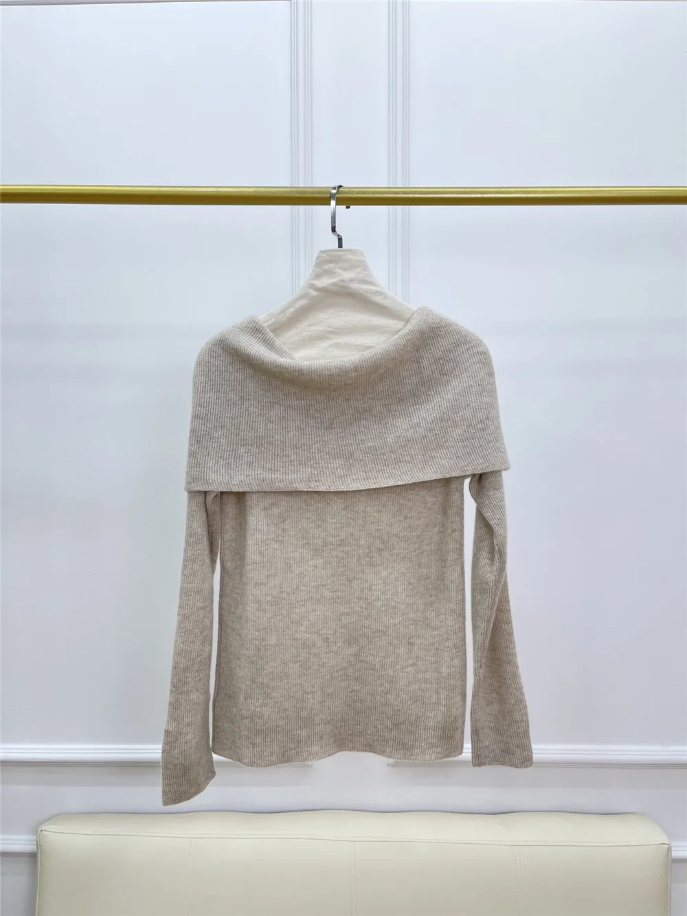 Осенне-зимний кашемировый свитер с открытыми плечами для женщин вязаный пуловер