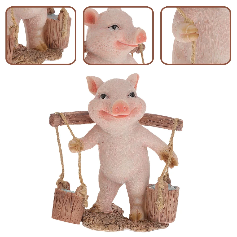 

Resin Decor Shaped Figurine Piglet Carrying Decoration Decorative Figurine for Garden Outdoor Home