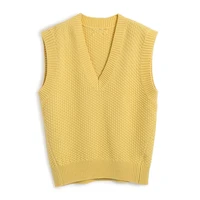 vest women casual style 100 wool knitted v neck sleeveless solid high quality pullover loose lady vest new fashion