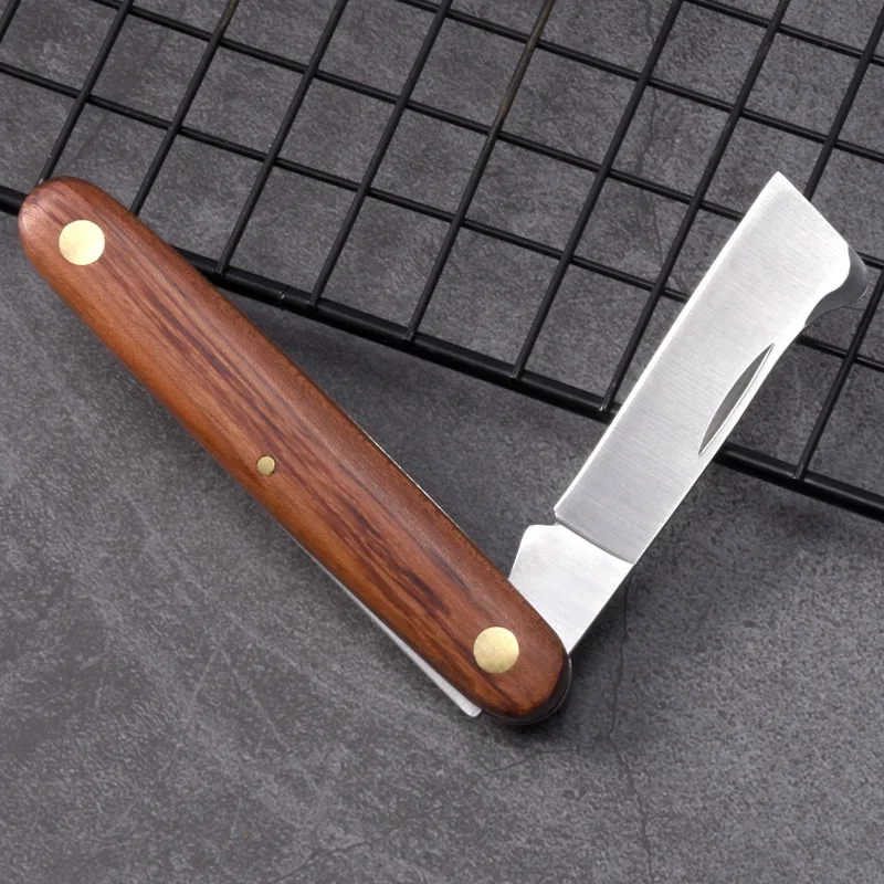 

Foldable Stainless Steel Grafting Tools Professional Garden Grafting Cutter Rosewood Handle Grafting Pruning Knife