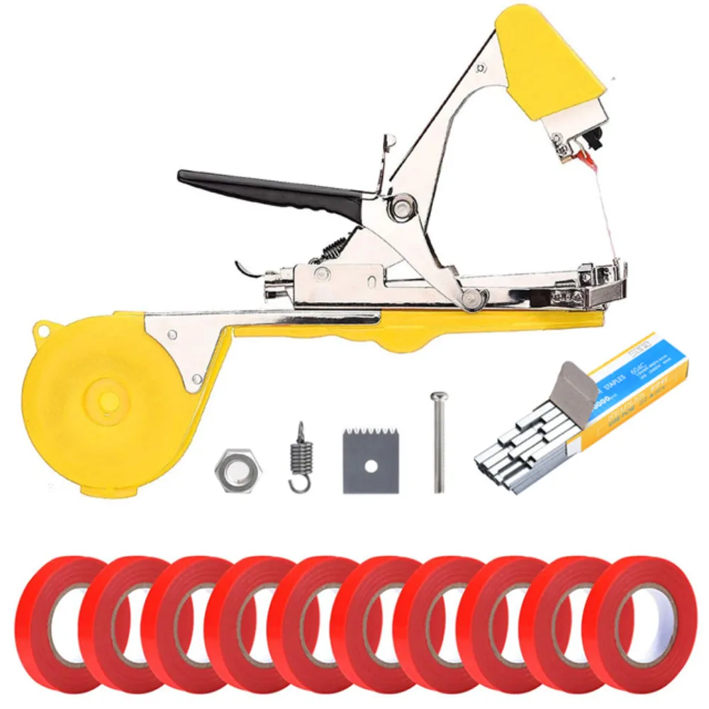 

Plant Tying Machine Gardening Tapetool with 10 Rolls of Tapes 10000pcs Staples for Vegetable, Grape, Cucumber, Tomato, Flower