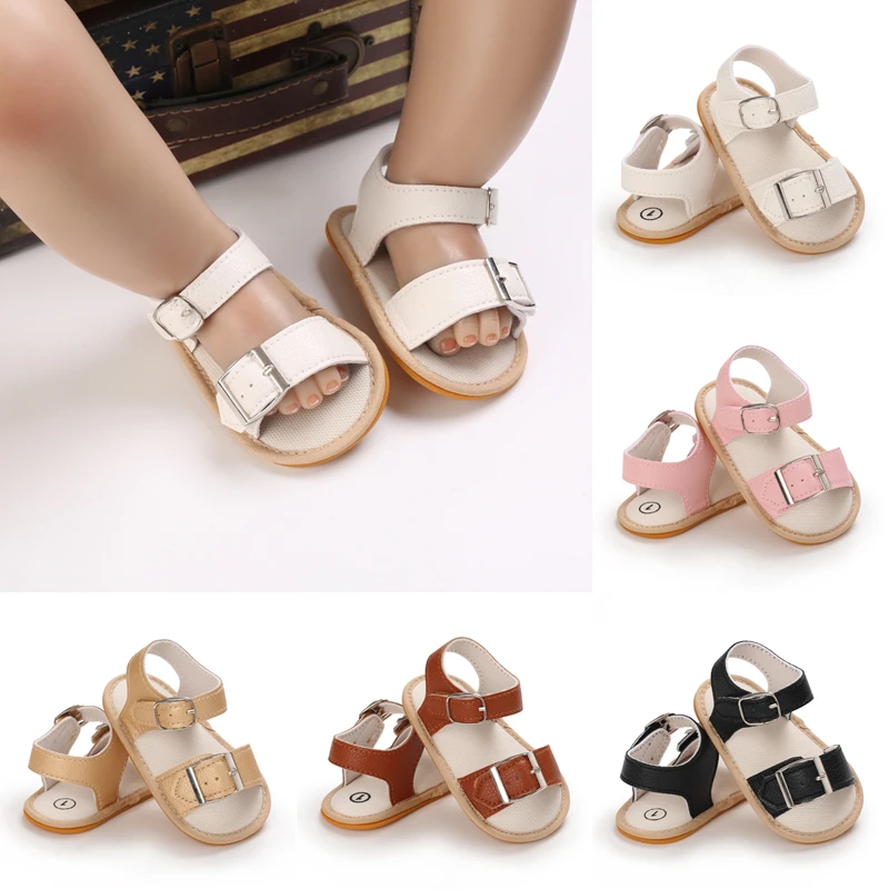 

Summer Newborn Baby Sandals Baby Boys Girls Leather Soft Rubber Sole Anti-Slip Breathable Infant First Walker Moccasins 0-18M