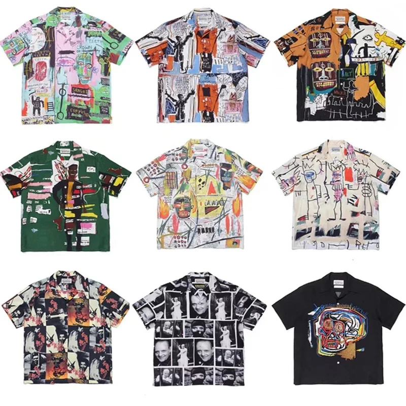 

2022 SS Wacko Maria Shirt High Quality Men's Women's 1:1 Basquiat Graffiti Hawaiian Short Sleeve