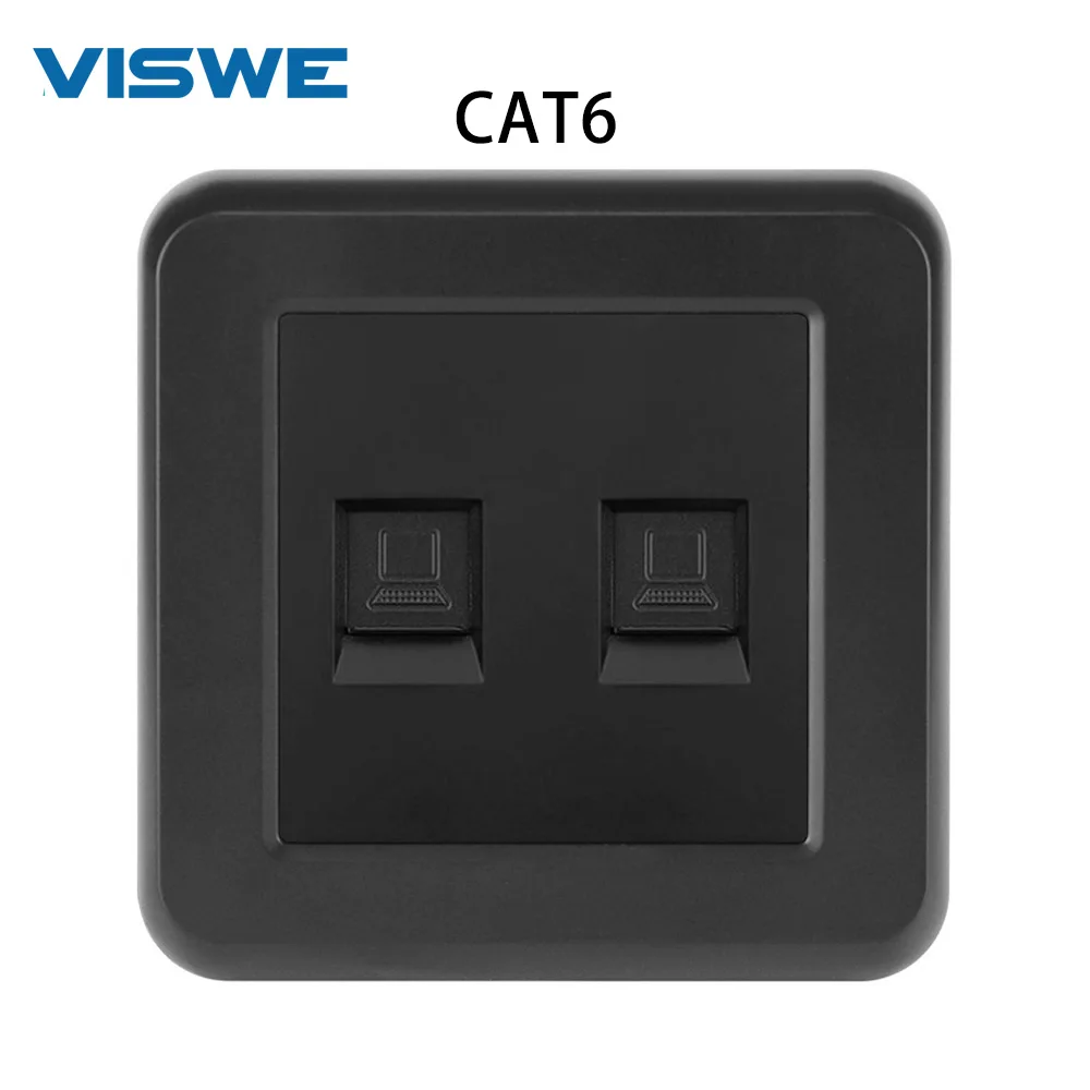 Розетка VISWE Rj45 CAT6 с двойным интерфейсом пластиковая панель 82 мм * Разъем LAN