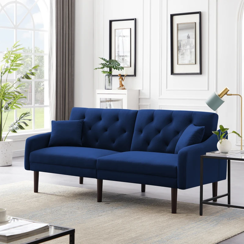 

Modern Sofa Couch Velvet Upholstered Convertible Folding Futon Sofa Bed Durable for Living Room or Apartment Dorm