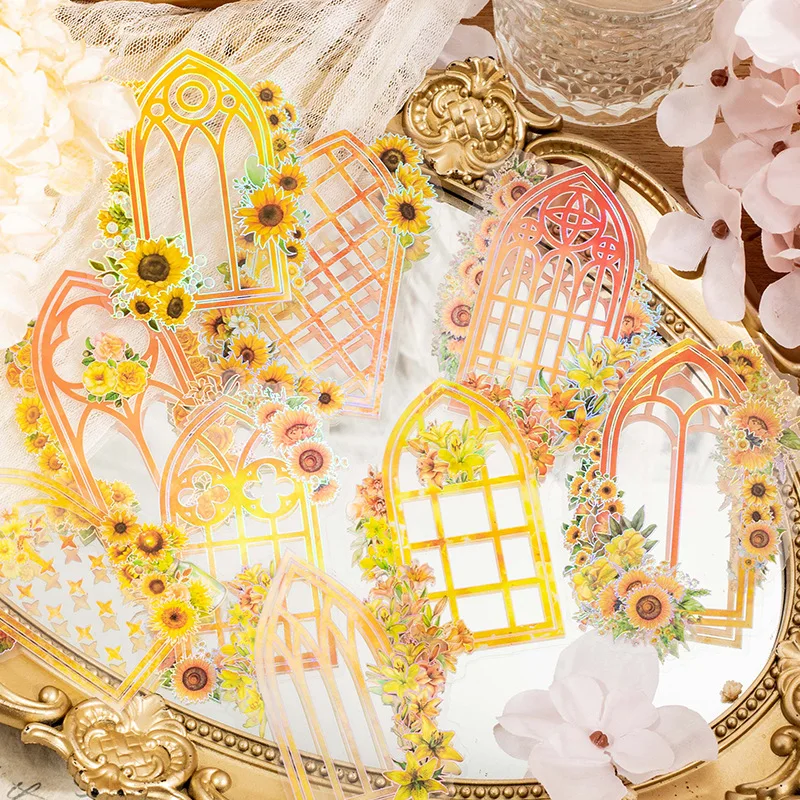 

40 packs wholesale flowers window edge PET stickers windowsill decorative stickers scrapbooking 6 choices