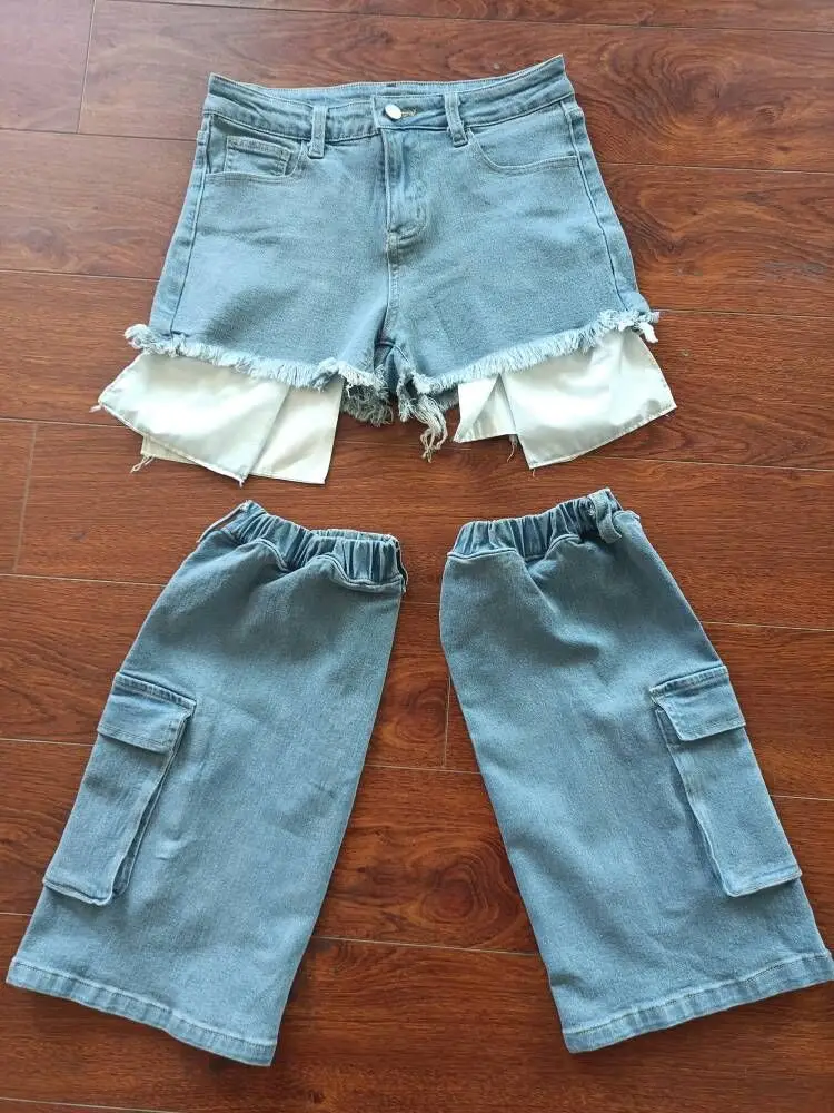 2023 Summer Denim Shorts and Leg Socks Y2K 2 Piece Set Sexy Outfit Women Denim Jean Shorts Pockets Pants Streetwear Suits