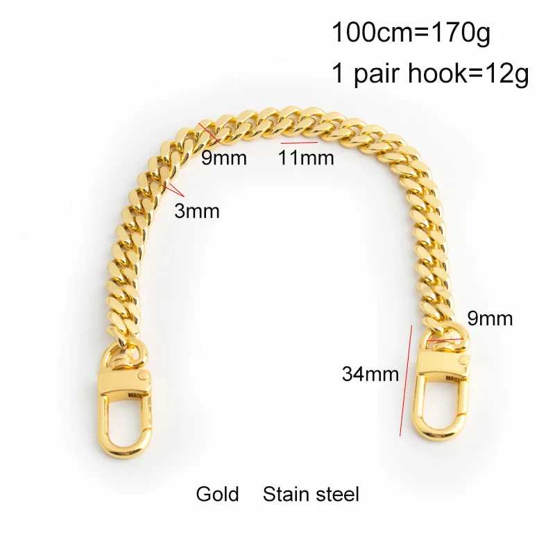 1-5 pieces 2.5-3mm thick Copper Bag Chain Metal Replacement Purse Chain Shoulder Crossbody Bag Strap for Cluth Handbag bag